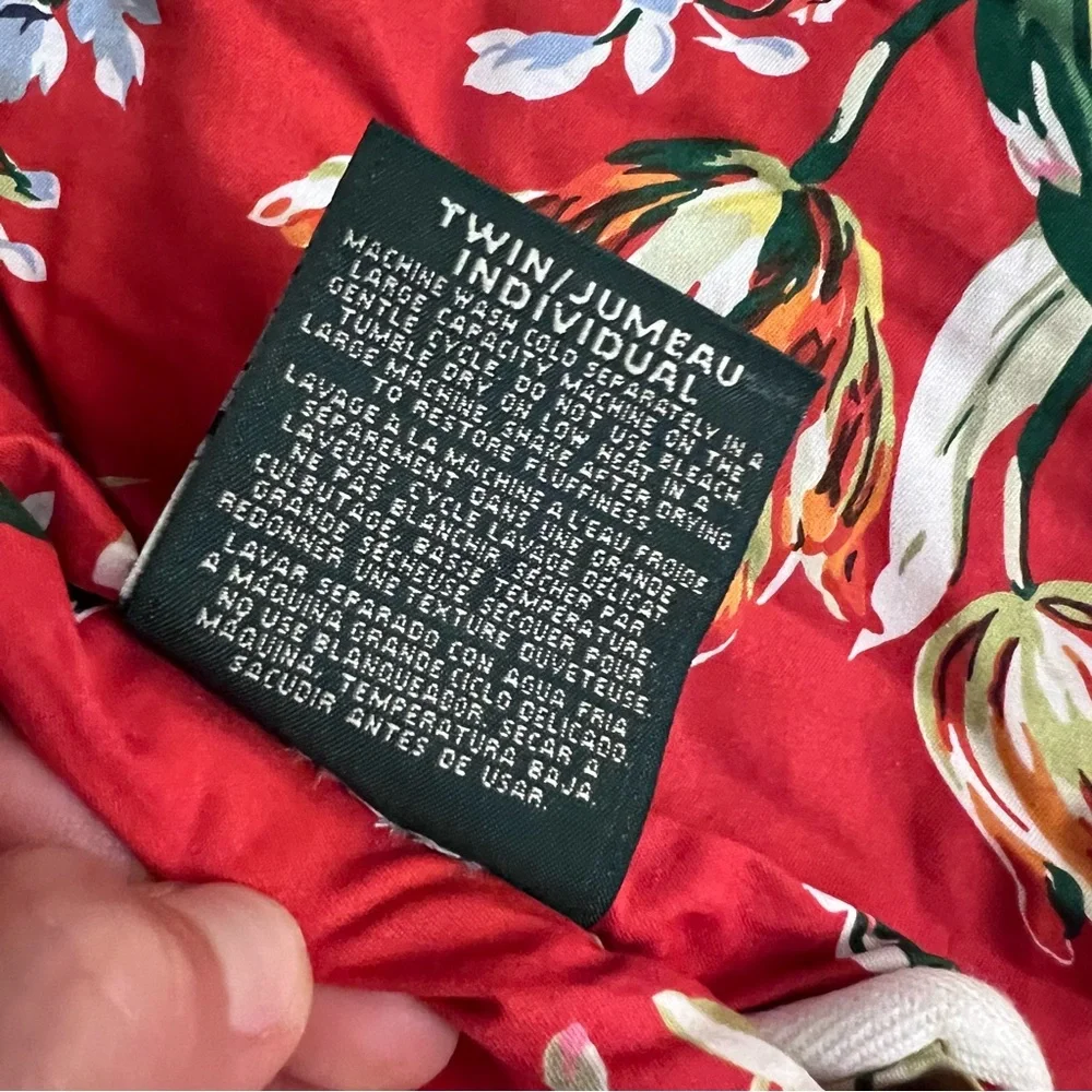 Lauren Ralph Lauren Twin‎ Comforter Red Floral Vintage Cotton Quilted DD